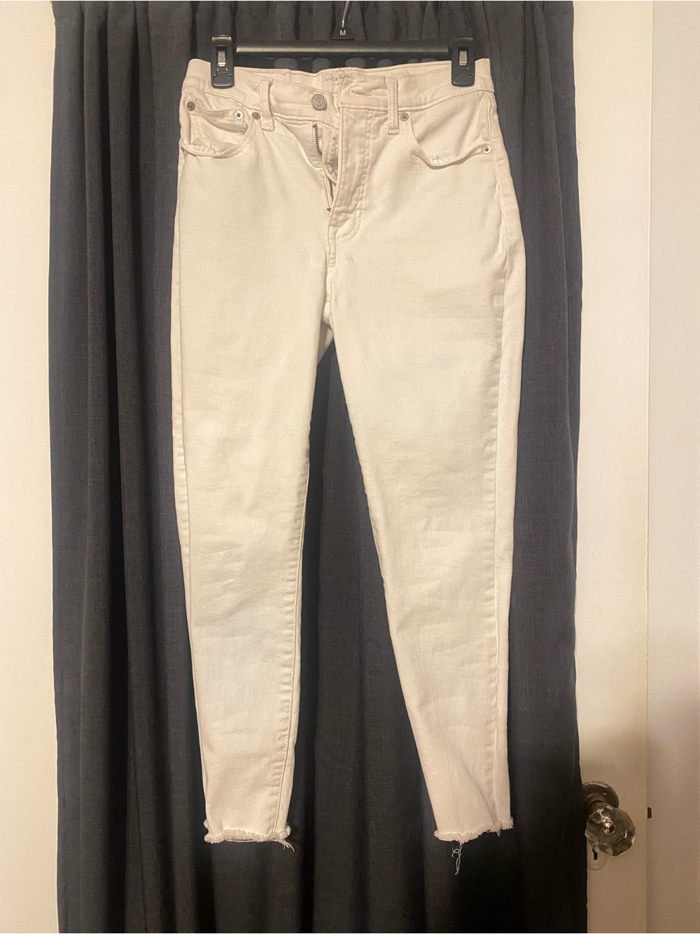 Lucky Brand White High Rise Crop Bridgette Jeans Skinny Raw Hem